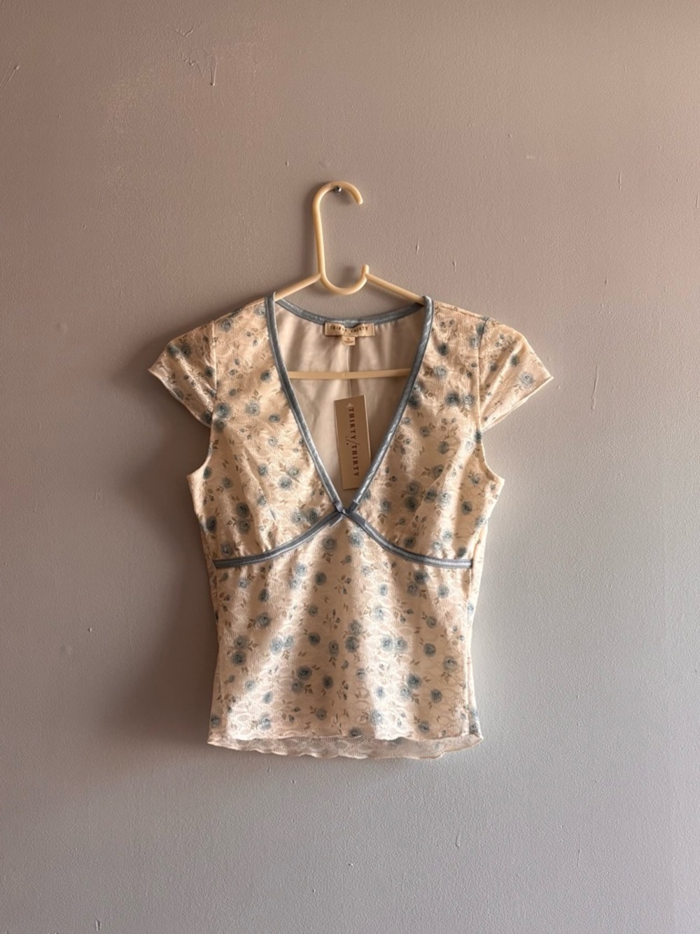 Thirty Thirty Women Floral Babydoll Top Small Y2K Fairy Romantic Feminine Dainty